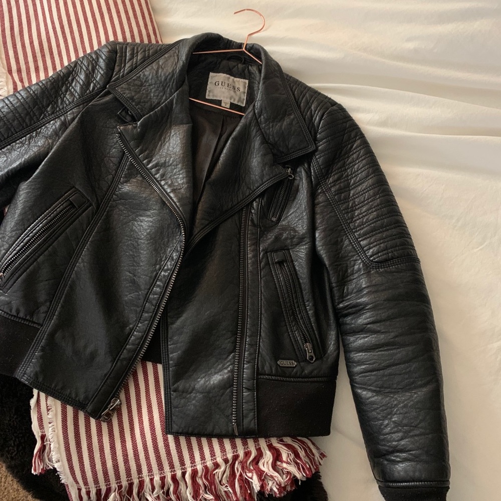 Black leather Guess jacket